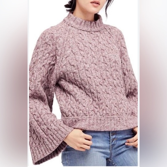Free People Women’s Cable Knit Sweater Light Purple Size S - Picture 1 of 8